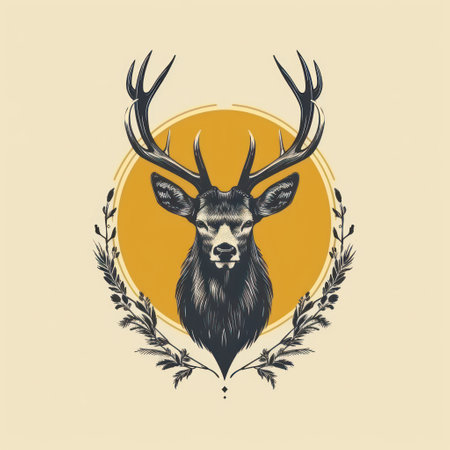 Animal Deer. Logo illustration of a Deer. Deer emblem, icon, logotype,decal, printの素材