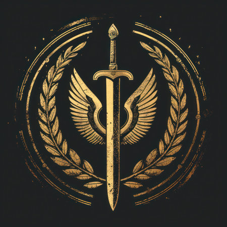 Golden Emblem: Sword, Wings, and Laurel Wreathの素材