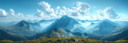 Serenity Above the Clouds: Panoramic Mountain Majestyの素材
