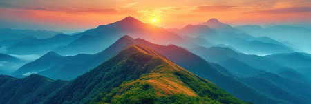 Sunrise Majesty: A New Dawn Over Misty Mountainsの素材