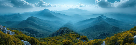 Majestic Mountain Panorama Under a Cloudy Skyの素材