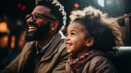 joyful father and daughter momentの素材