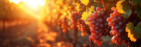 Sunset Glow over Vineyard Grapesの素材