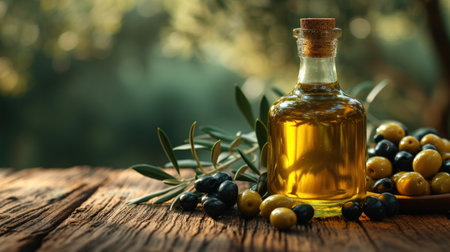 Golden Olive Oil Amidst Natureの素材