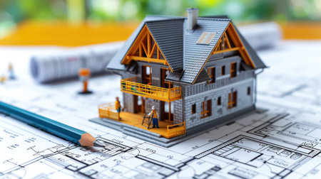 Architectural Model Home on Blueprintsの素材