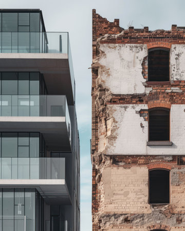 Old vs New. Contrast of Time: Modern vs Old Architectureの素材