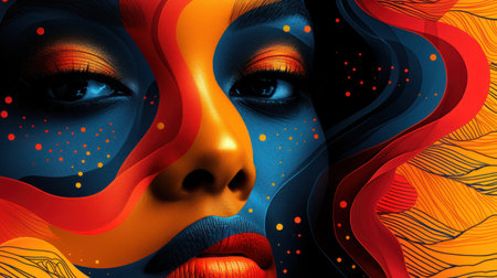 Sensual Portrait with Bold Abstract Colors and Patternsの素材
