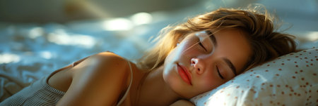 Sunlit Serenity: Woman Enjoying a Peaceful Napの素材