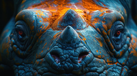 Symmetrical Close-Up of a Blue Rhinocerosの素材