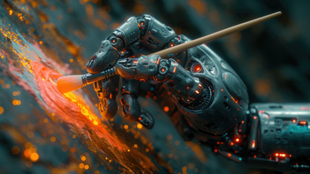 Robot Hand Painting with a Brushの素材