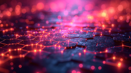 Futuristic Network Grid with Glowing Connectionsの素材