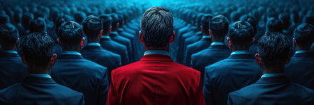 Man Standing Out in a Crowdの素材