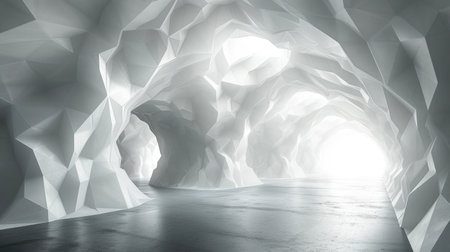 Futuristic Geometric Cave: Ethereal Light and Shadow Playの素材
