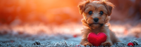 Puppy with a Sparkly Heart in Frosty Settingの素材