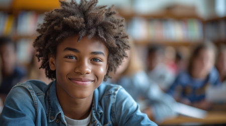 Happy Boy in Classroom Settingの素材