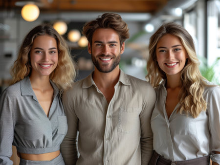 Friendly Young Colleagues in Casual Business Attireの素材