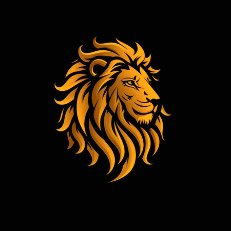 Animal Lion. Logo illustration of a Lion. Lion emblem, icon, logotype,decal, print.の素材
