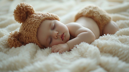 Sleeping Baby in a Knitted Hatの素材
