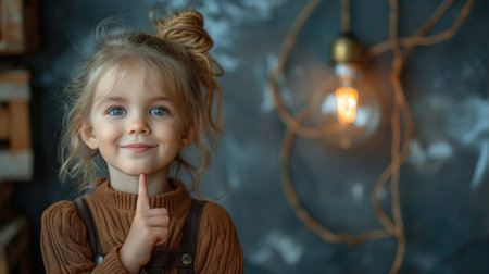 A Thoughtful Child with a Glowing Ideaの素材