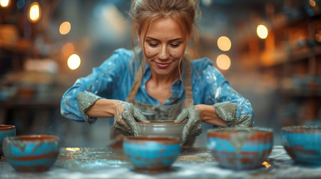 Artisan Potter Crafting Ceramic Bowlの素材