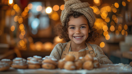 Smiling Young Baker with Cookiesの素材