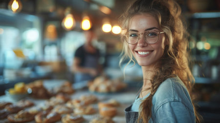 Friendly Bakery Owner in Her Shopの素材
