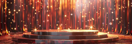 Podium on Stage With Curtain Backgroundの素材