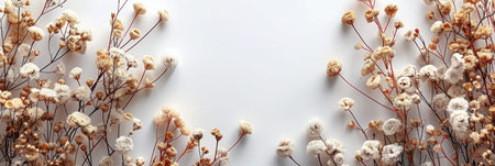 Dried Flowers Adorning White Wallの素材