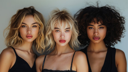 Three Women With Short Hair, One in Black Topの素材