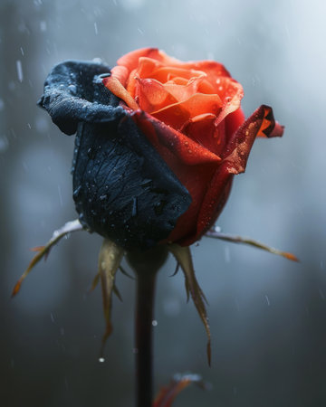 Stunning Red Rose With Water Dropletsの素材