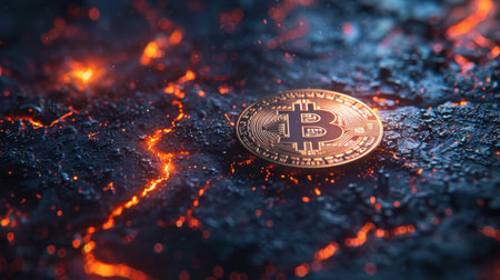Bitcoin on Black Surfaceの素材