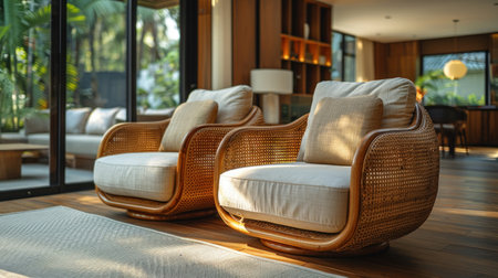 Living Room With Two Chairs and a Rugの素材