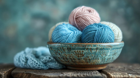 Three Balls of Yarn in a Bowlの素材