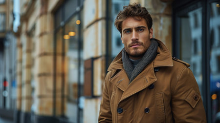 Man Walking in Trench Coatの素材