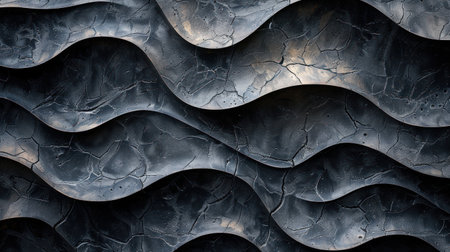 Detailed close-up of a textured wall with a wave-inspired design.の素材