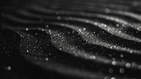 Close-up of black and white water droplets on a surface.の素材