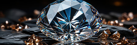 Large diamond center encircled by smaller diamonds in close proximity.の素材