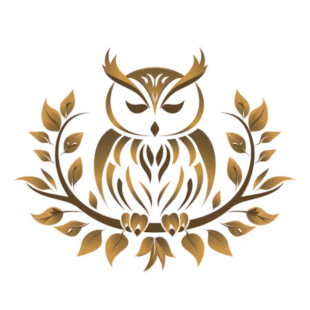 Owl perched on top of tree branch in the wild.の素材