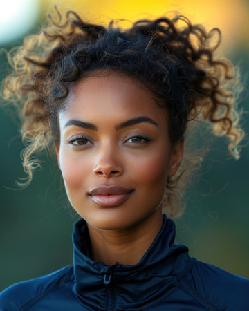 A close-up view of a persons curly hair.の素材