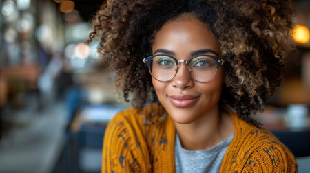 A detailed view of a person with glasses.の素材
