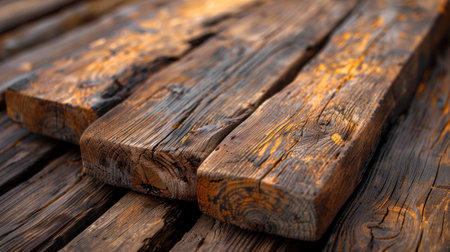 Detailed view of a solid bench constructed from logs.の素材