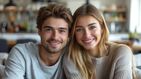 A man and a woman seated side by side.の素材