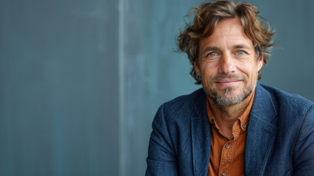 A portrait of a middle-aged man smiling.の素材