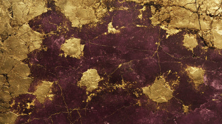 A striking combination of purple deep and vibrant gold textures captures attention with its artistic elegance.の素材