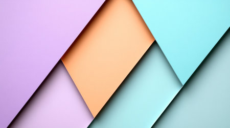 Structured arrangement of pastel colored papers forms a modern, artistic composition.の素材