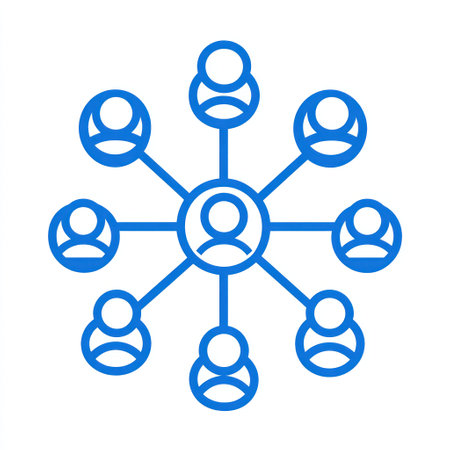 A graphic showing interconnected figures representing social relationships in a network format.の素材