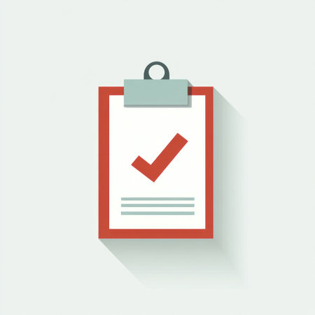 A clipboard displays a checklist with a green checkmark, symbolizing task completion and organization.の素材
