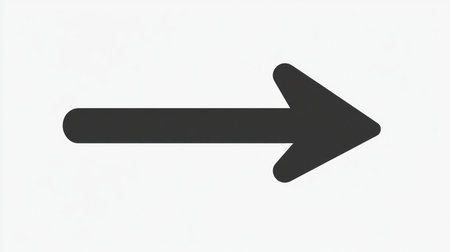 A bold black arrow symbol directed towards the right, suggesting movement or navigation.の素材
