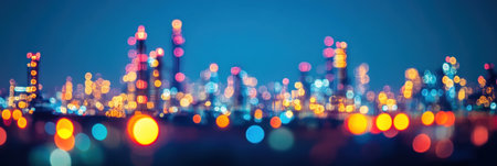 Bright city lights create a lively atmosphere in the night, showcasing a vibrant urban landscape.の素材