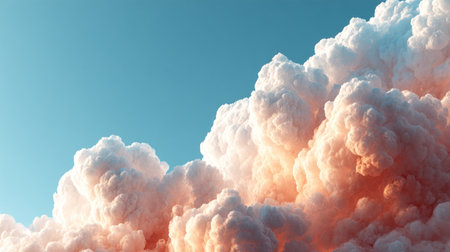 Soft pastel clouds reflect warm hues during sunset creating an atmospheric and serene sky view.の素材